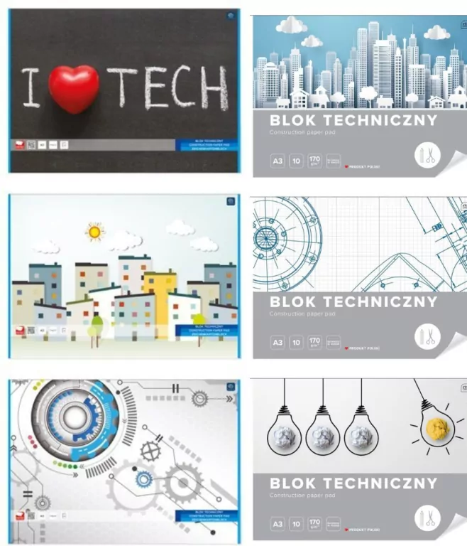 Blok techniczny Interdruk A3/10k - biały (17104) - tantis.pl