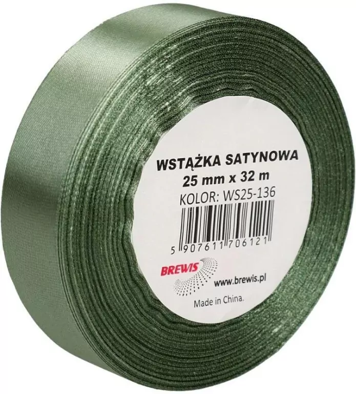 Wstążka satynowa khaki 25mm x 32m - tantis.pl