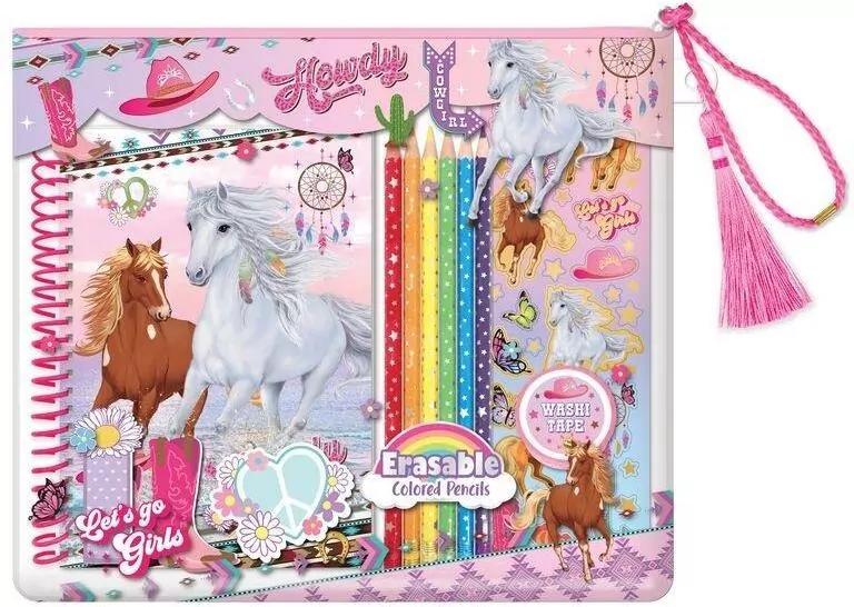 Notatnik na spirali z kredkami Konie - tantis.pl