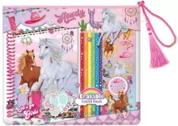 Notatnik na spirali z kredkami Konie