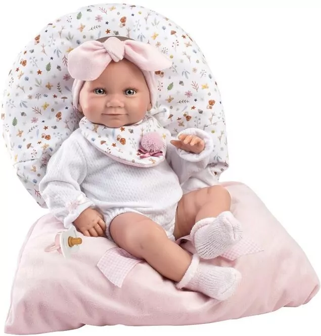 Lalka bobas Tina w różowym śpiworze 40cm - tantis.pl