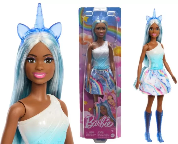 Mattel. Barbie Lalka Jednorożec, niebieska HRR14 - tantis.pl