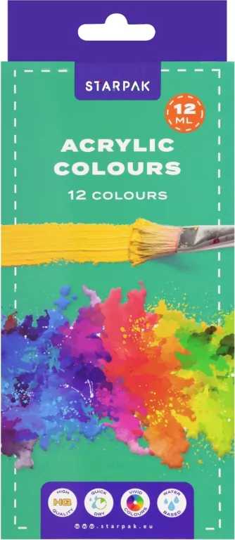 Farby akrylowe w tubie 12ml 12 kolorów - tantis.pl
