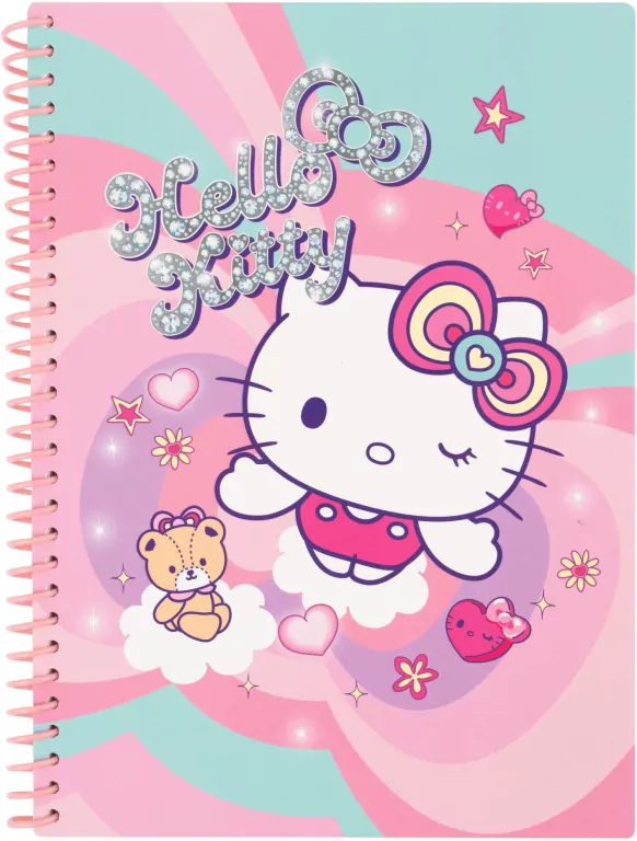 Kołobrulion B5 100k. kratka plastikowa spirala Hello Kitty pink wzór 3 - tantis.pl