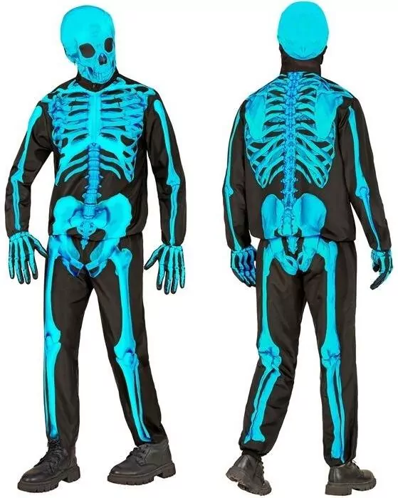 Strój szkielet neonowy niebieski rozm. 140 - tantis.pl