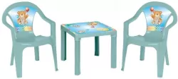 Stolik i dwa krzesła pastel turkus