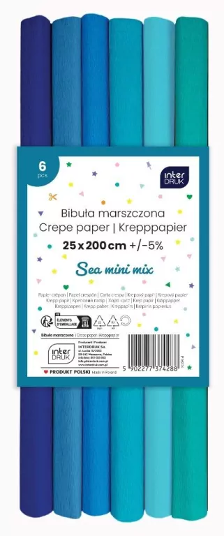 Bibuła marszczona Sea mini mix 200x25cm - tantis.pl