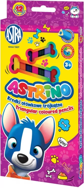 Kredki ołówkowe trójkątne 12 kolorów Astrino ASTRA - tantis.pl
