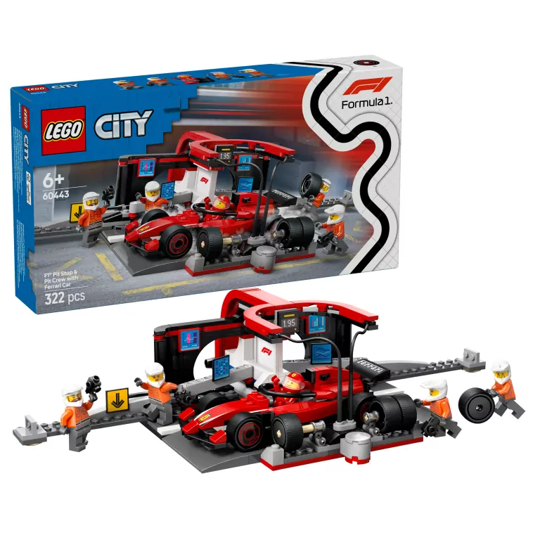 LEGO® City. F1® Pit stop i mechanicy z bolidem Ferrari 60443 - tantis.pl