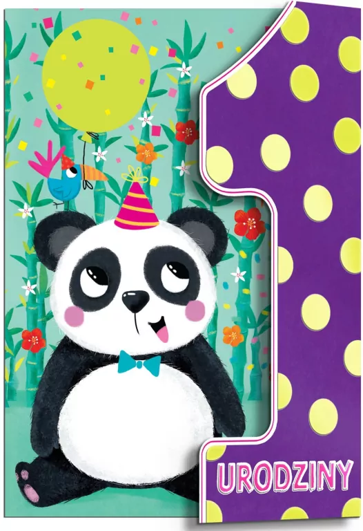 Karnet A5 Urodziny roczek - Panda - tantis.pl