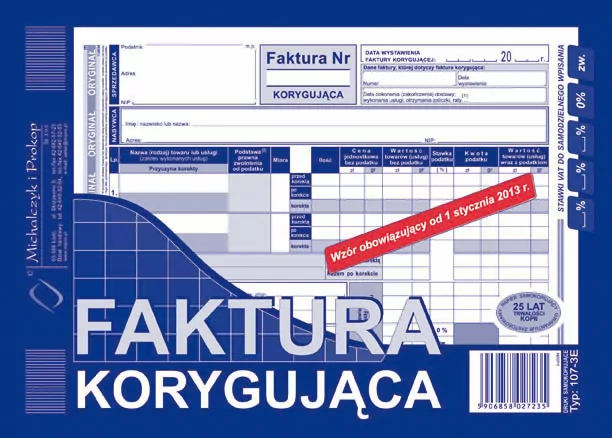 Faktura korygująca. Druk 107-3E - tantis.pl