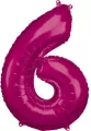 Balon foliowy cyfra 6 różowa 60x86cm - tantis.pl