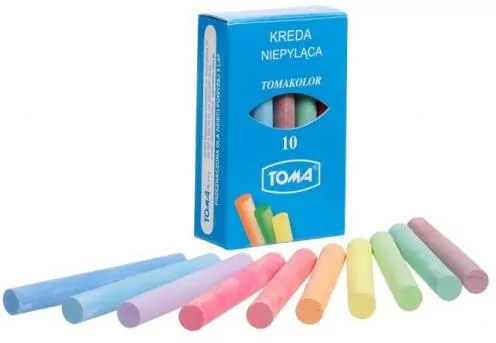 Kreda szkolna, niepyląca, kolorowa, 10 sztuk - tantis.pl