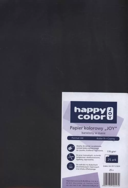 Karton kolorowy 170g A4 (25szt) czarny - tantis.pl