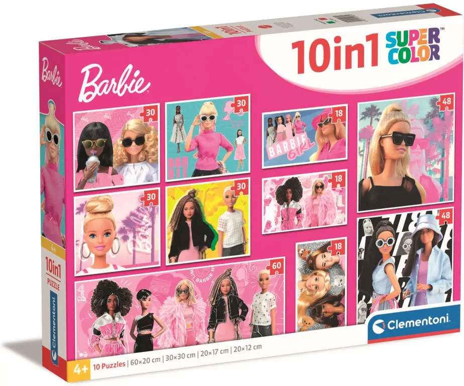 Clementoni. Puzzle 10w1. Super Kolor Barbie - tantis.pl