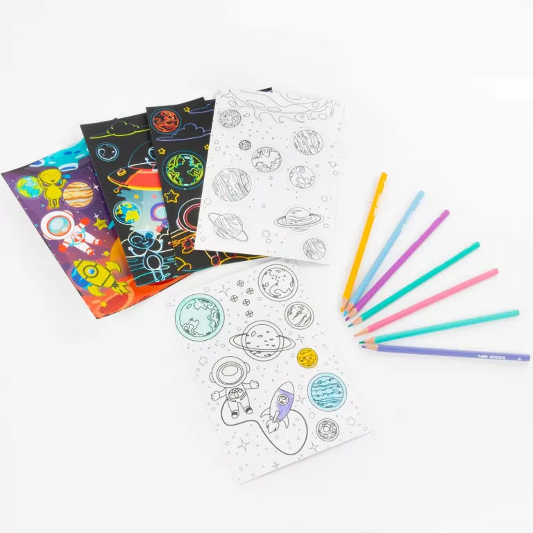 Wydrapywanka z malowanką świecąca Kosmos KIDEA - tantis.pl