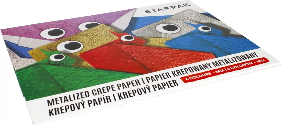Papier krepowany metalizowany teczka c4 6 kolorów mix - tantis.pl