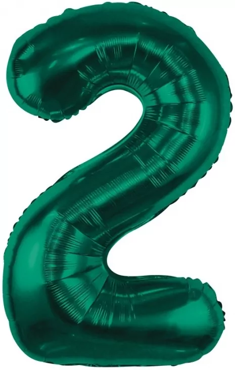 Balon foliowy cyfra 2. Zieleń butelkowa 85cm - tantis.pl