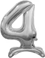 Balon foliowy 4, stojący, srebrny, 74 cm - tantis.pl