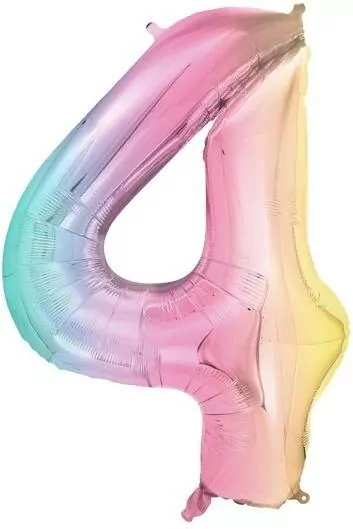Balon foliowy cyfra 4 86cm pastel tęczowy - tantis.pl