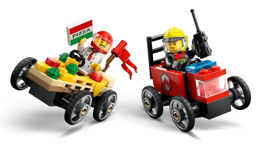 LEGO® Zestaw wyścigówek: pizza kontra wóz strażacki 60458 - tantis.pl