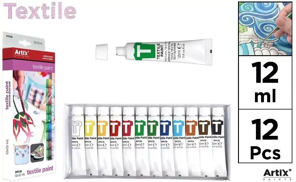 Farba do tekstyliów 12 tubek - tantis.pl