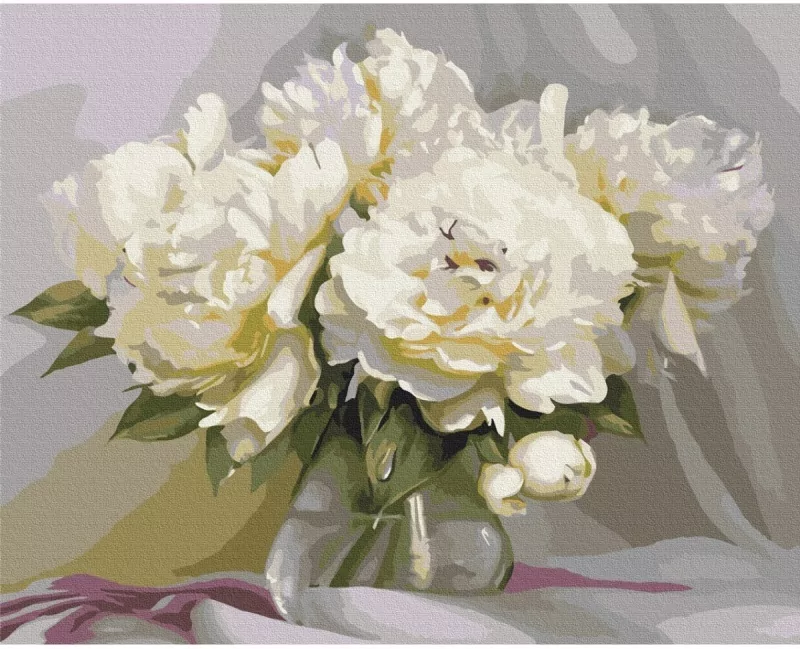 Malowanie po numerach BRUSHME 40x50cm Wyśmienita delikatność Piwonii - tantis.pl