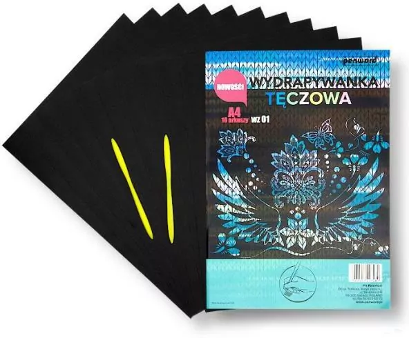 Wydrapywanka tęczowa A4, 10 arkuszy - tantis.pl