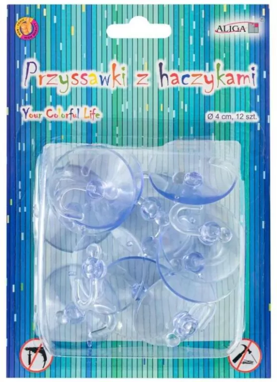 Przyssawki z obrotowymi haczykami 4cm 12szt - tantis.pl