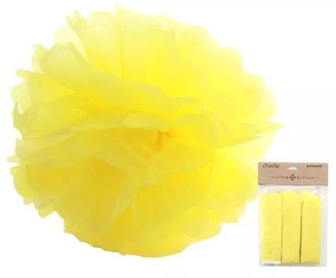 Ozdoba papierowa pompon żółta 25cm - tantis.pl