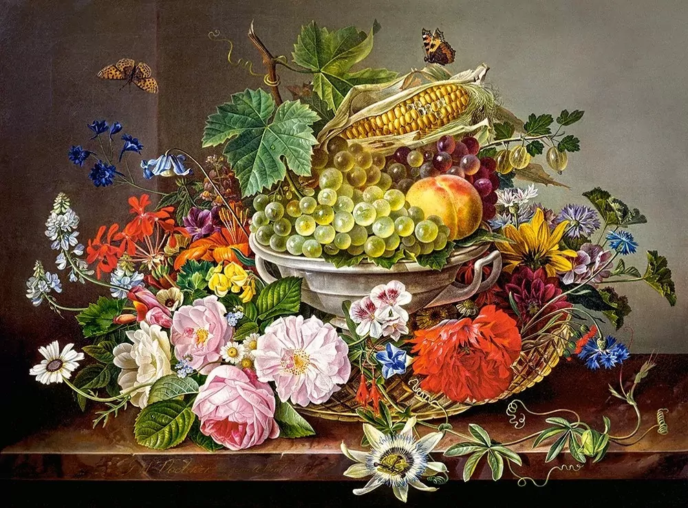 Puzzle 2000. Koszyk owoców i kwiatów - tantis.pl
