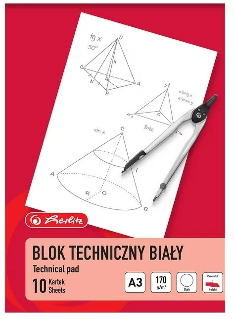 Blok techniczny A3/10K biały  HERLITZ - tantis.pl