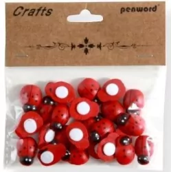 Dekoracje drewniane biedronki 14x19mm, 24 sztuk