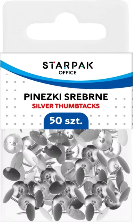 Pinezki metalowe srebrne 50szt - tantis.pl