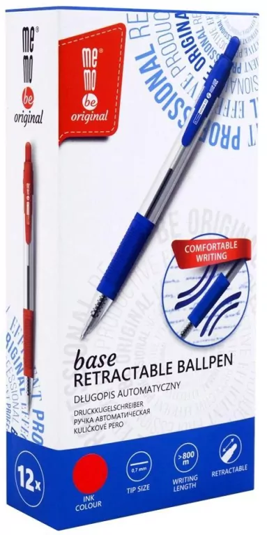 Długopis automatyczny Base czerwony  MemoBe - tantis.pl