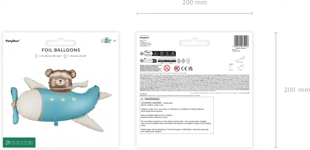 Balon foliowy Miś w Samolocie 94x61cm - tantis.pl