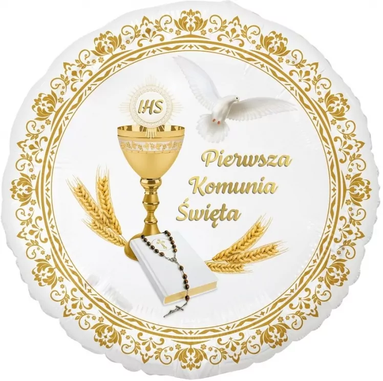 Balon foliowy Pierwsza Komunia Święta 45cm - tantis.pl