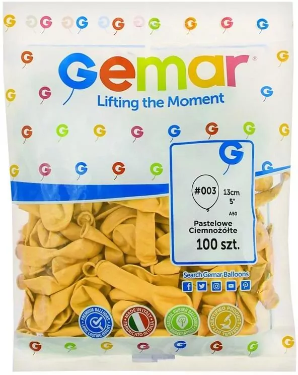 Balony Gemar pastelowe ciemnożółte - tantis.pl