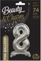 Balon foliowy 8, stojący, srebrny, 74 cm - tantis.pl
