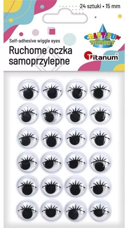 Oczy samoprzylepne z rzęsami 15mm - tantis.pl
