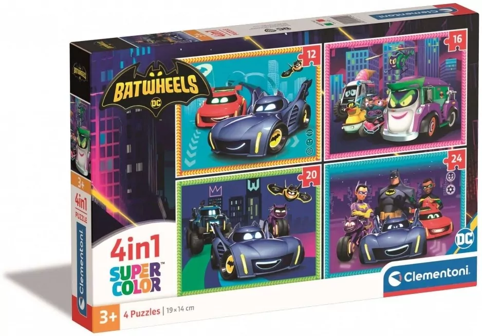 Clementoni. Puzzle 4w1. Super Kolor Batwheels - tantis.pl