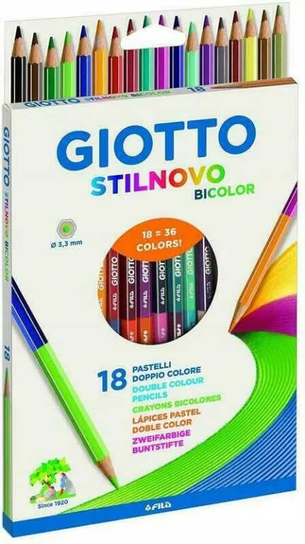 Giotto. Kredki dwustronne, 18 kolorów - tantis.pl