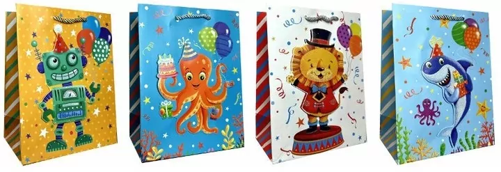 Torebka ozdobna prezentowa dziecięca JP653C 18x23x10cm mix cena za 1 szt - tantis.pl