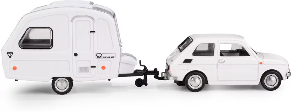 Fiat 126p + przyczepa Niewiadów Kemping biały - tantis.pl