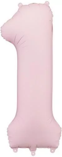 Balon foliowy cyfra 1 86cm jasny różowy - tantis.pl