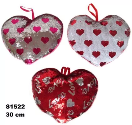 Poduszka Serce cekinowe 30cm MIX