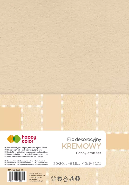 Filc dekoracyjny kremowy HAPPY COLOR - tantis.pl
