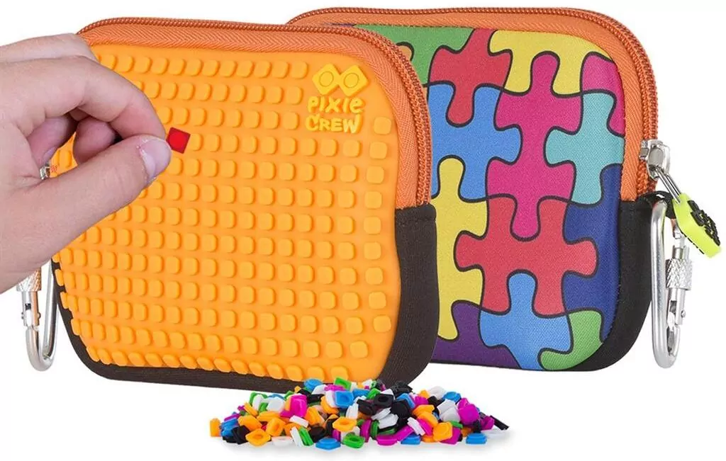 Saszetka, kosmetyczka z pomarańczowym panelem - tantis.pl