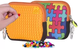 Saszetka, kosmetyczka z pomarańczowym panelem