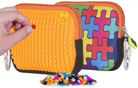 Saszetka, kosmetyczka z pomarańczowym panelem